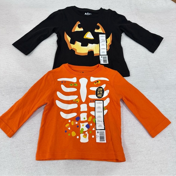 Glow in the Dark Skeleton and Pumpkin Kids Tee Shirts - Picture 1 of 5
